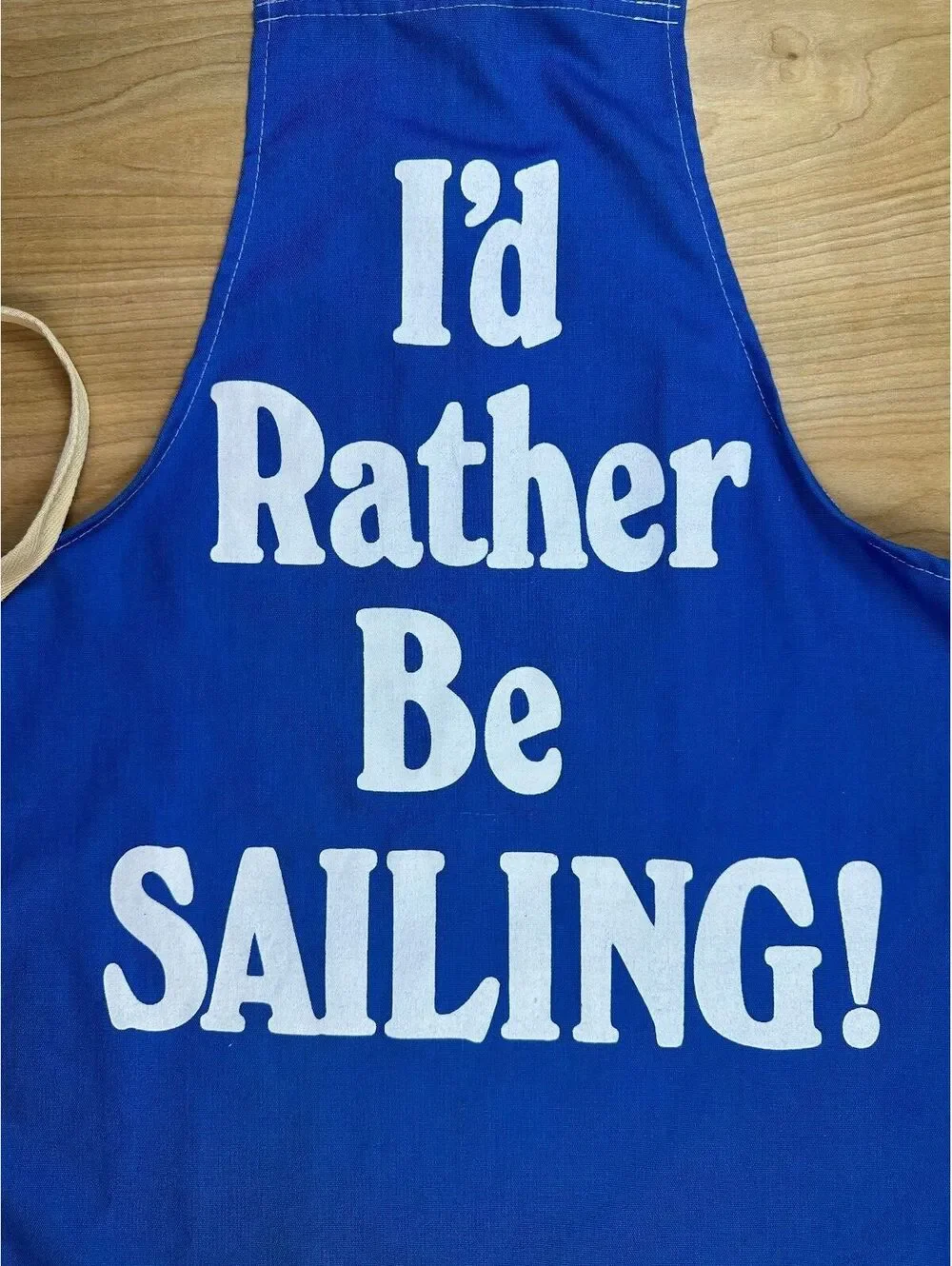 Vintage 70s I'd Rather Be Sailing Apron Now Designs San Francisco 100% cotton